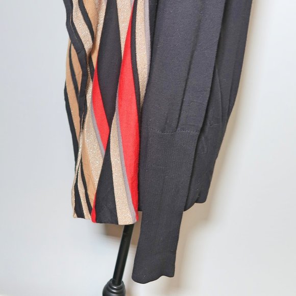 Ann Klein Striped Drape Open Front Cardigan S - Picture 7 of 9